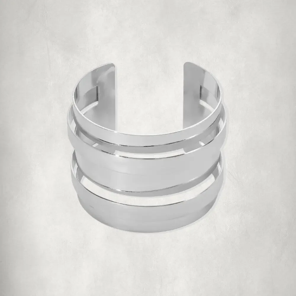 Silver-Tone Multi-Band Wide Cuff Bracelet